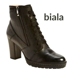 Biala "Keiran" Black Lace Up Ankle Boots EUC